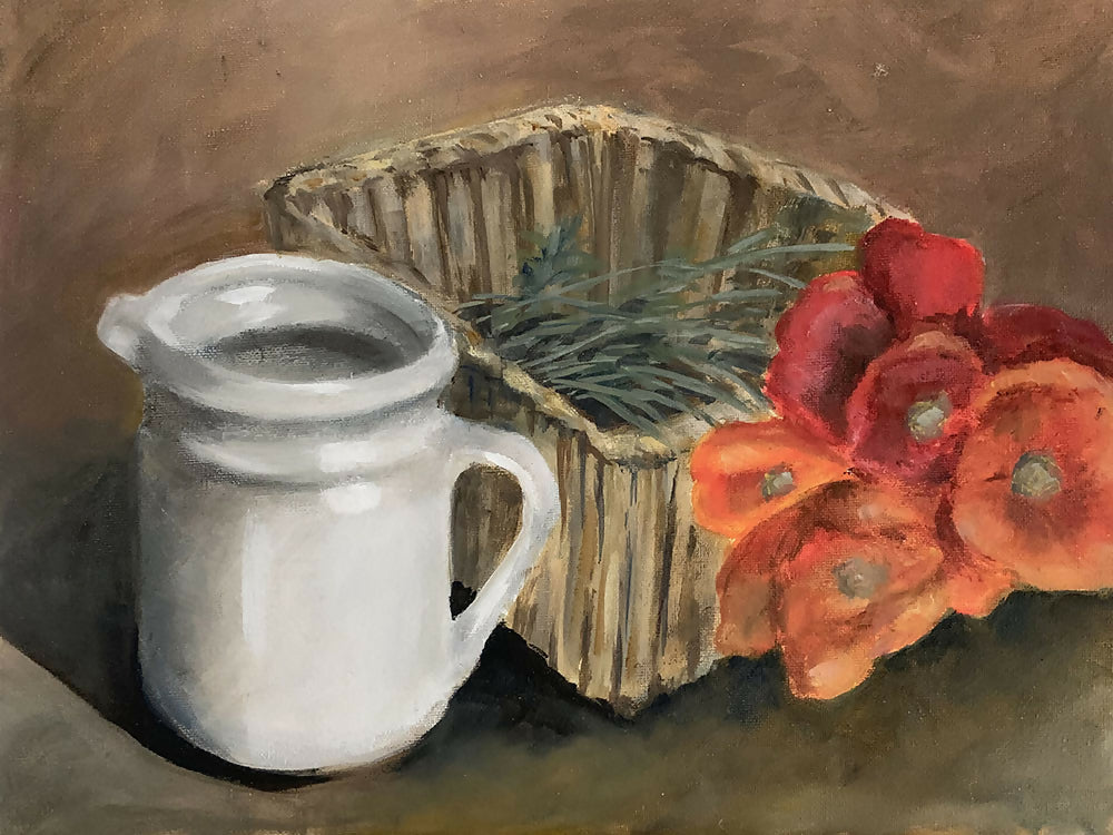 Poppies with Jug-by-Pamela Gleeson Original Art-original art-Gioia