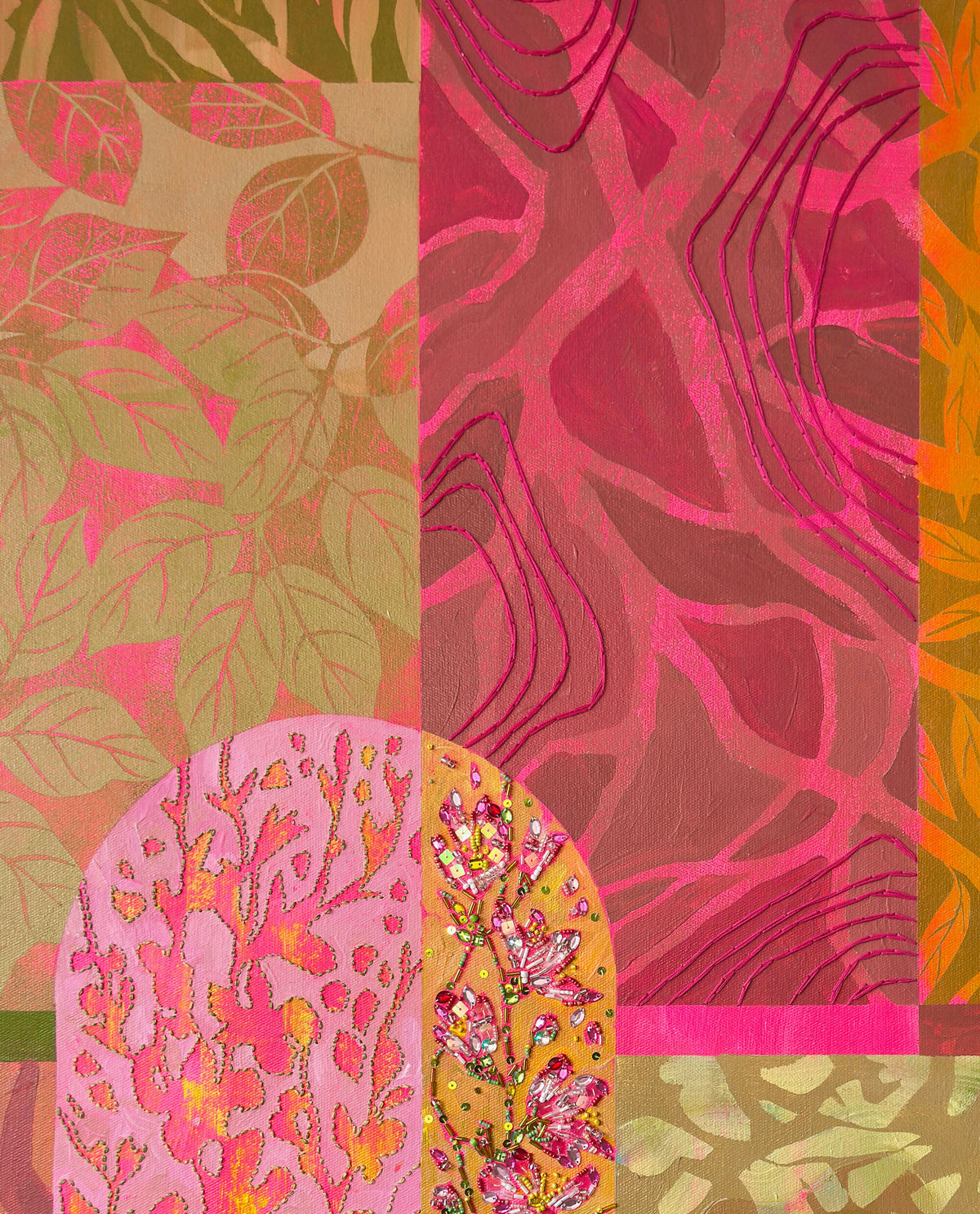 Through the Visible / Visible Through I - Original Artwork with Embroidery
