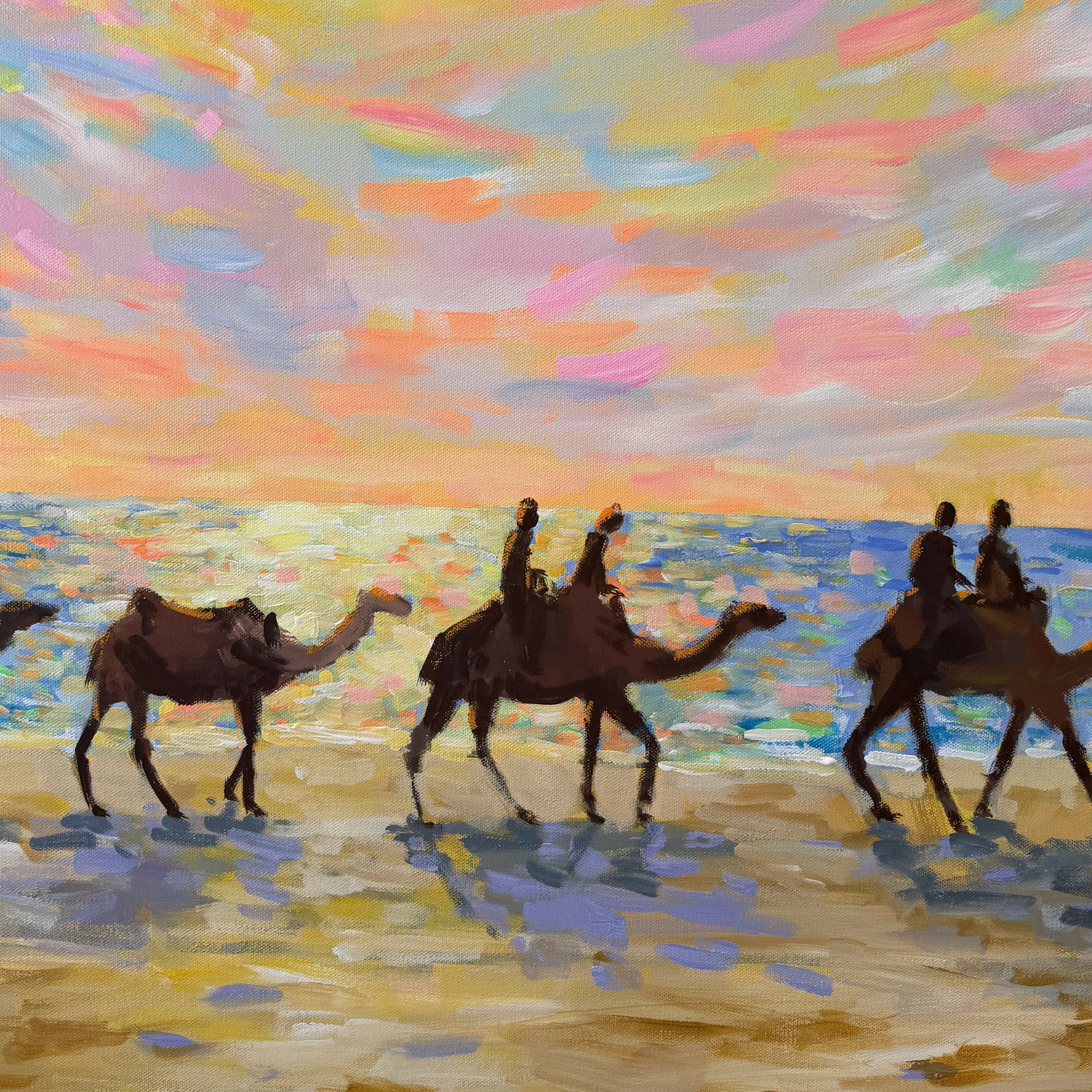 Mindil Beach Sunset Camels. Original hand-painted artwork by Meredith Howse.