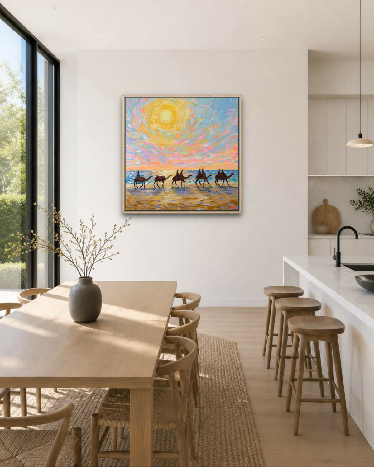 Mindil Beach Sunset Camels. Original hand-painted artwork by Meredith Howse.
