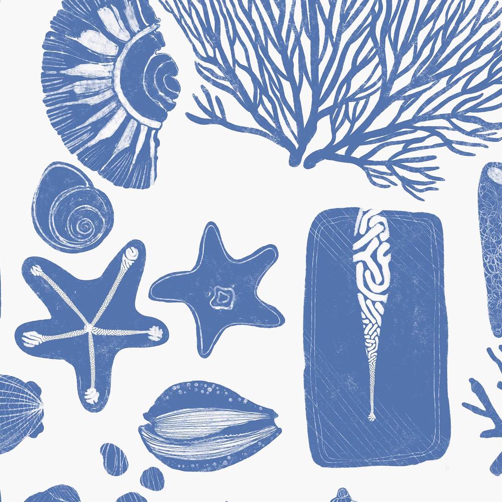 Reef Souvenirs, Blue and Coral-wallpaper-eco-friendly-easy-removal-Iryna Mushkarova-2