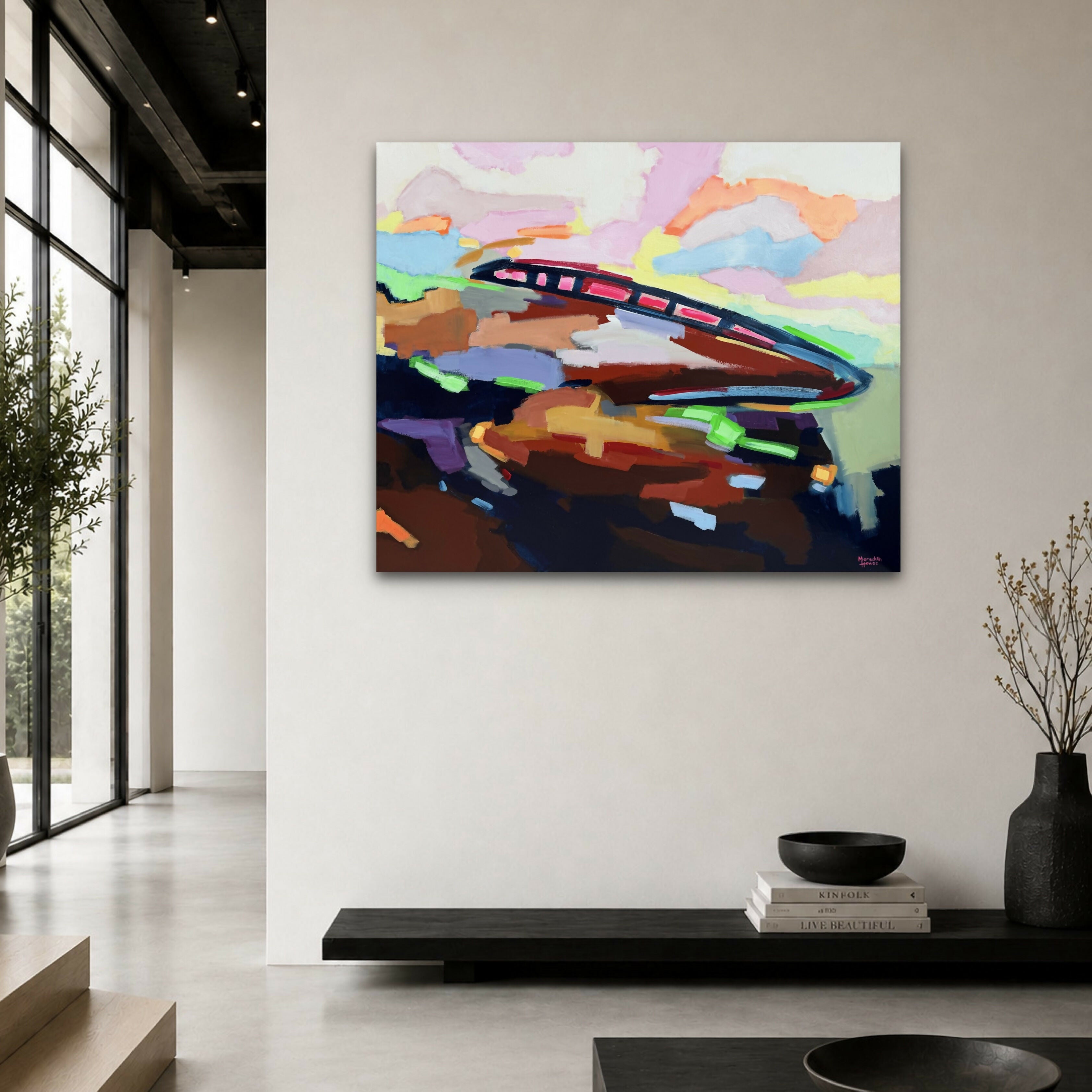 Bullet Train Blast. Original hand-painted artwork by Meredith Howse.