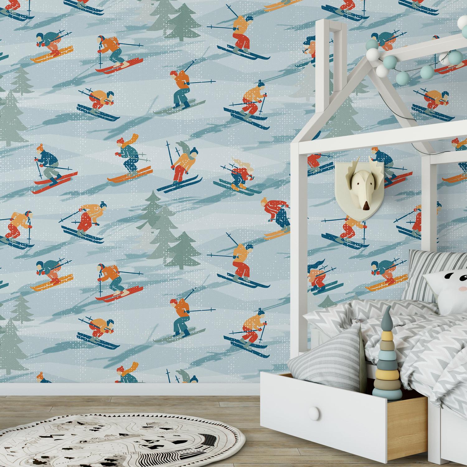 Retro Sportive Ski alpine textured pattern
