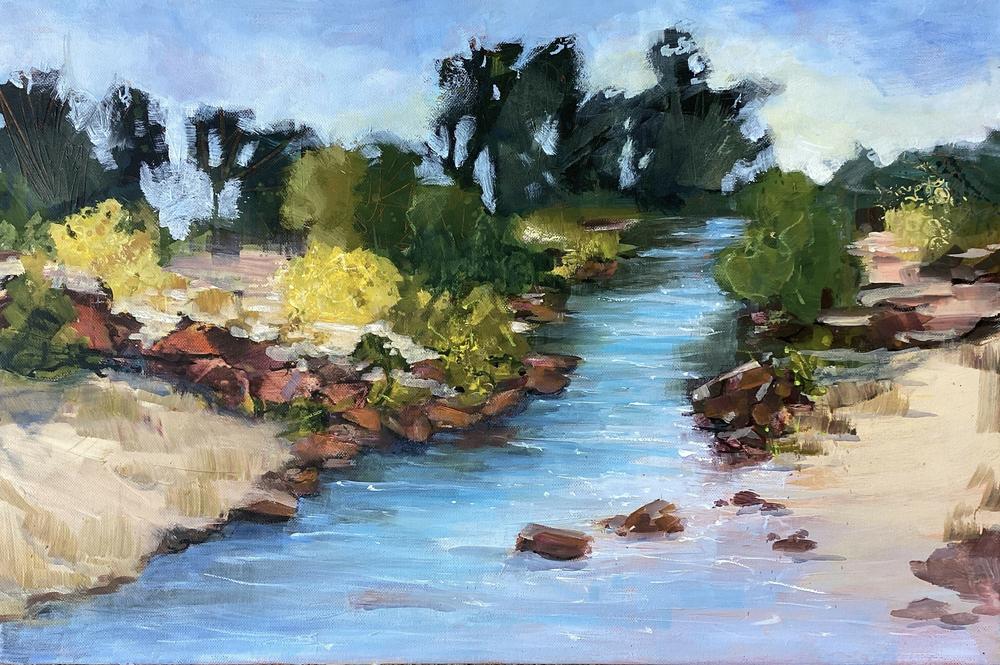 Rocky Stream-by-Claire Skeet-original art-Gioia