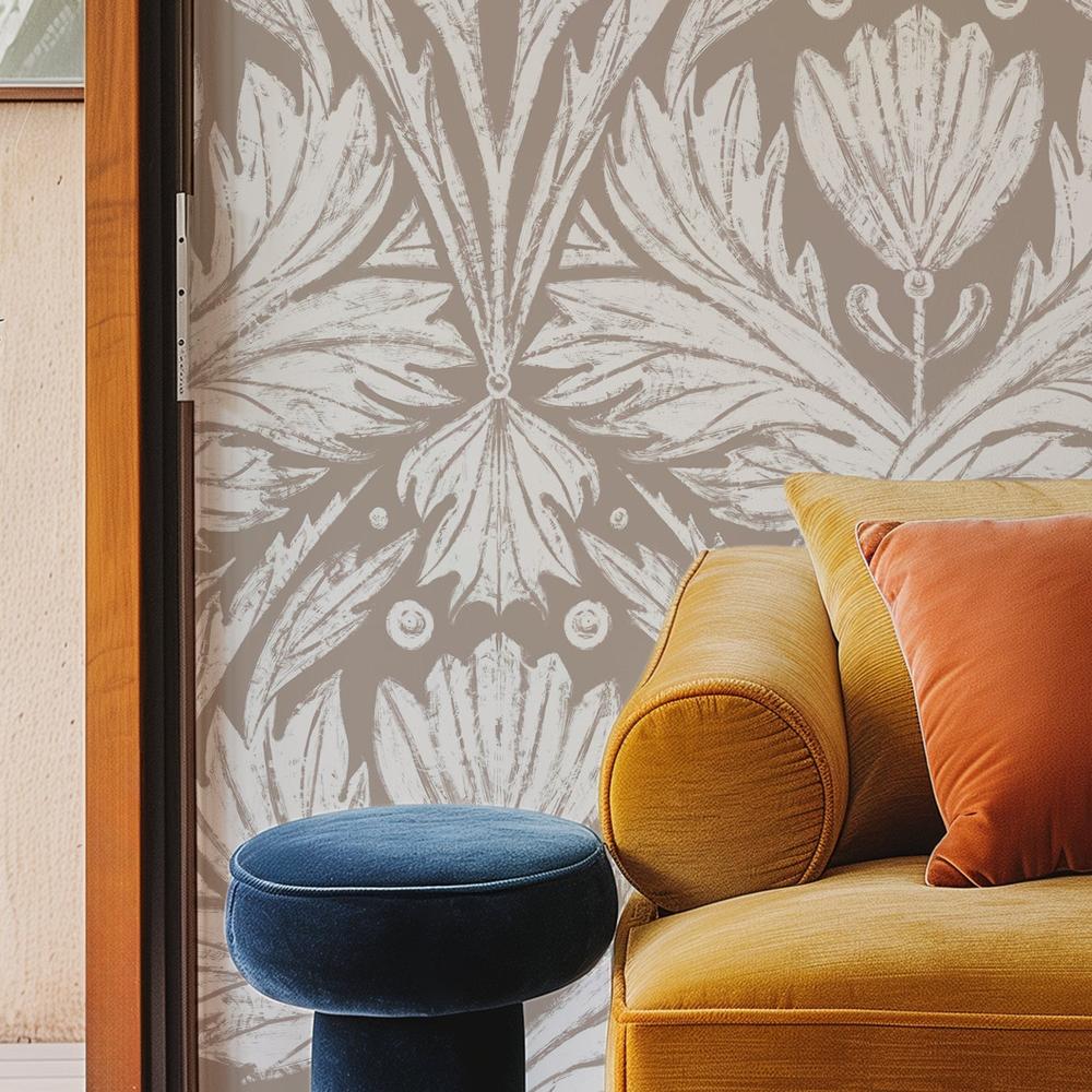 Rome Solo Pattern, Mushroom Color-wallpaper-eco-friendly-easy-removal-Iryna Mushkarova-3