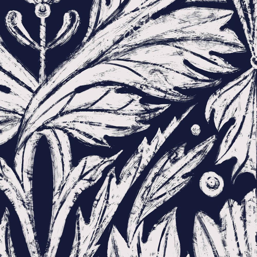 Rome Solo Pattern, Neon Navy-wallpaper-eco-friendly-easy-removal-Iryna Mushkarova-2