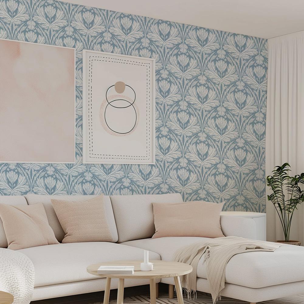 Rome Solo Pattern, Powder Blue-wallpaper-eco-friendly-easy-removal-Iryna Mushkarova-4