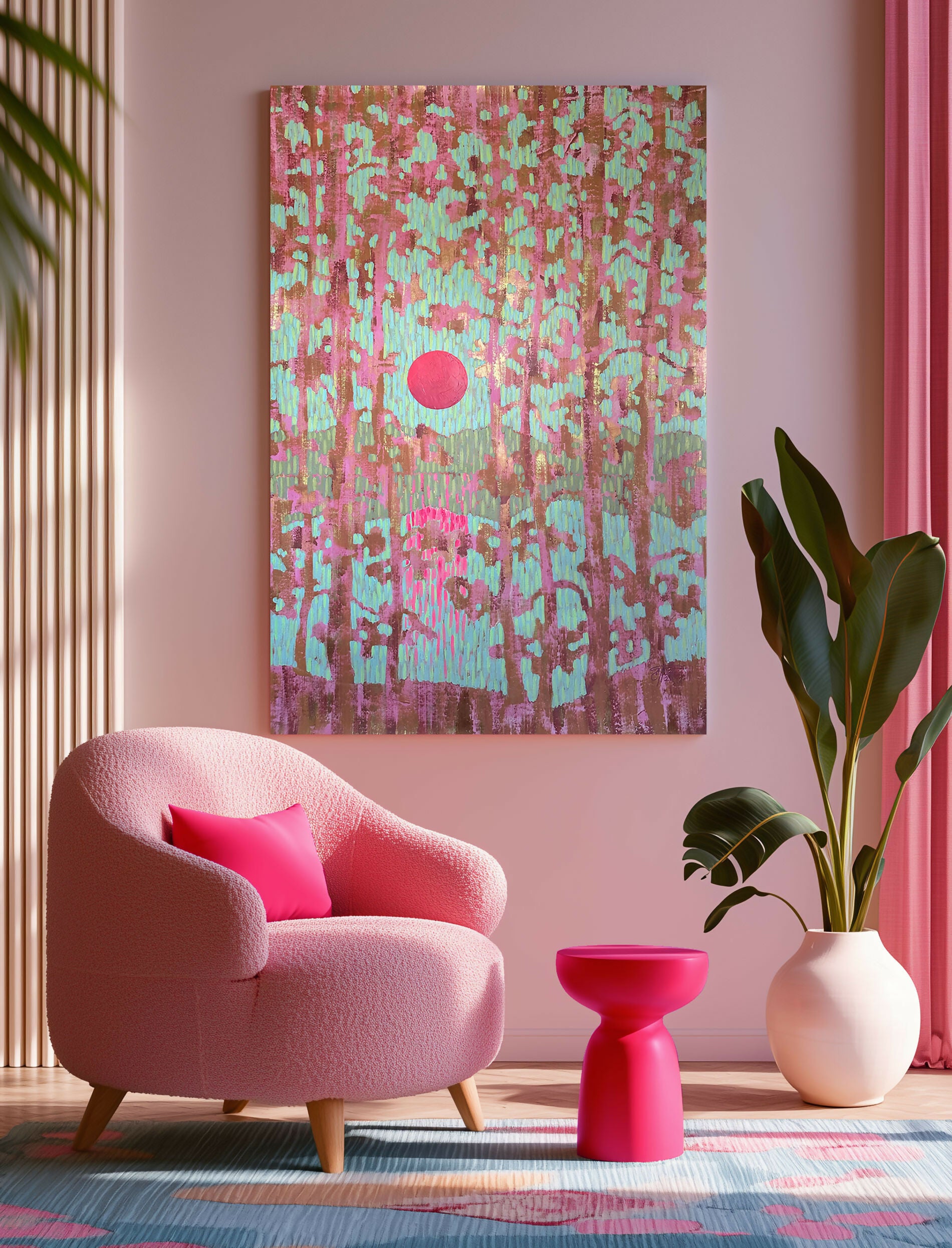 Rose-Azure Sunset - Original Painting