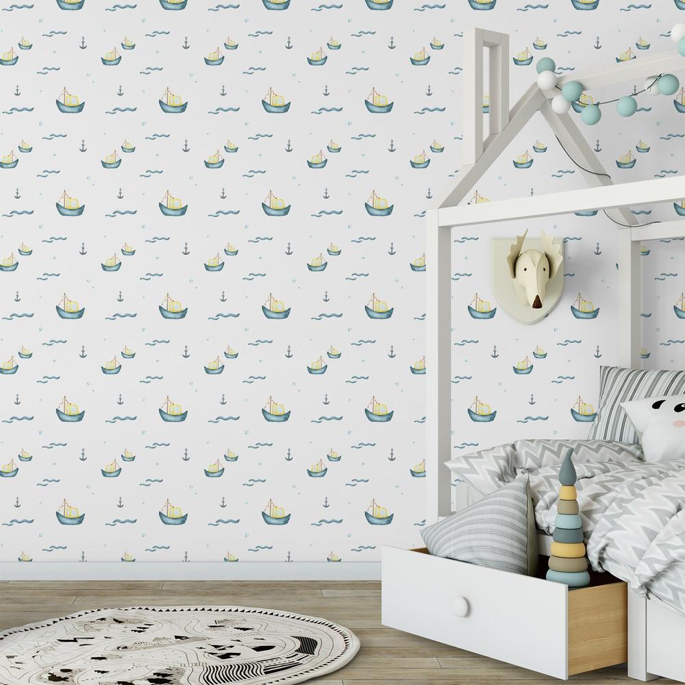 Sailboats And Coastal Waves-wallpaper-eco-friendly-easy-removal-Gioia Wall Art-5