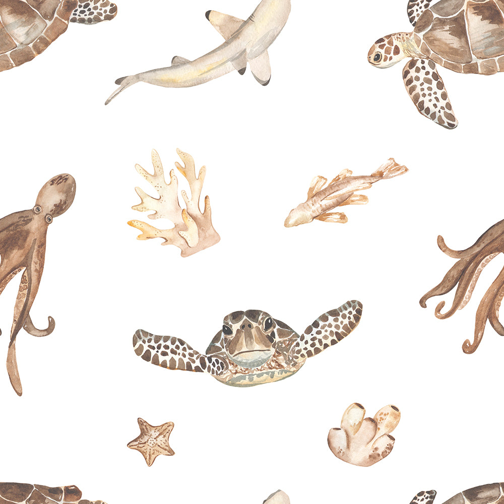Sea Life On Sandy Beige-wallpaper-eco-friendly-easy-removal-Gioia Wall Art-1