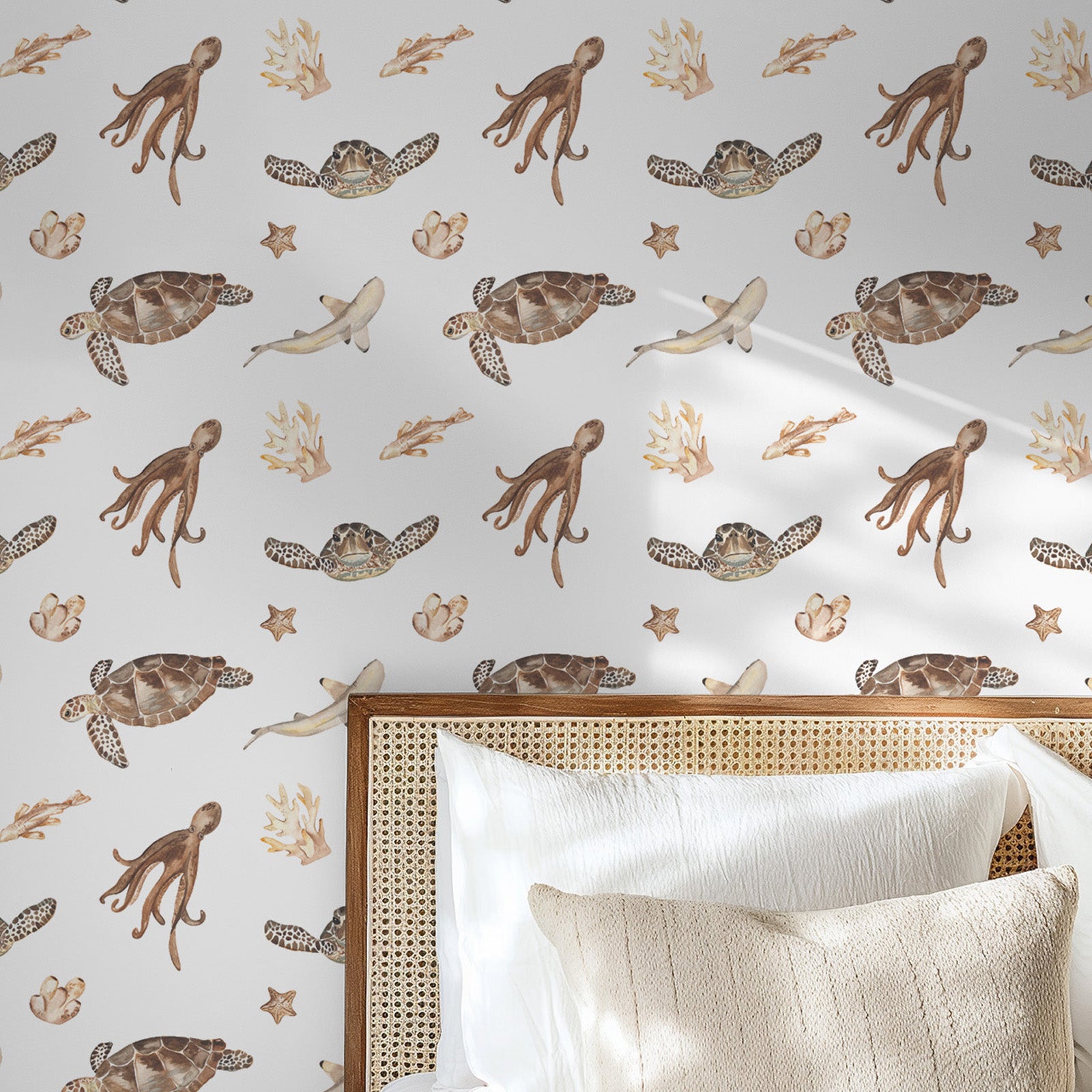 Sea Life On Sandy Beige-wallpaper-eco-friendly-easy-removal-Gioia Wall Art-2