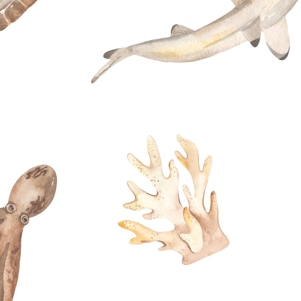 Sea Life On Sandy Beige-wallpaper-eco-friendly-easy-removal-Gioia Wall Art-3