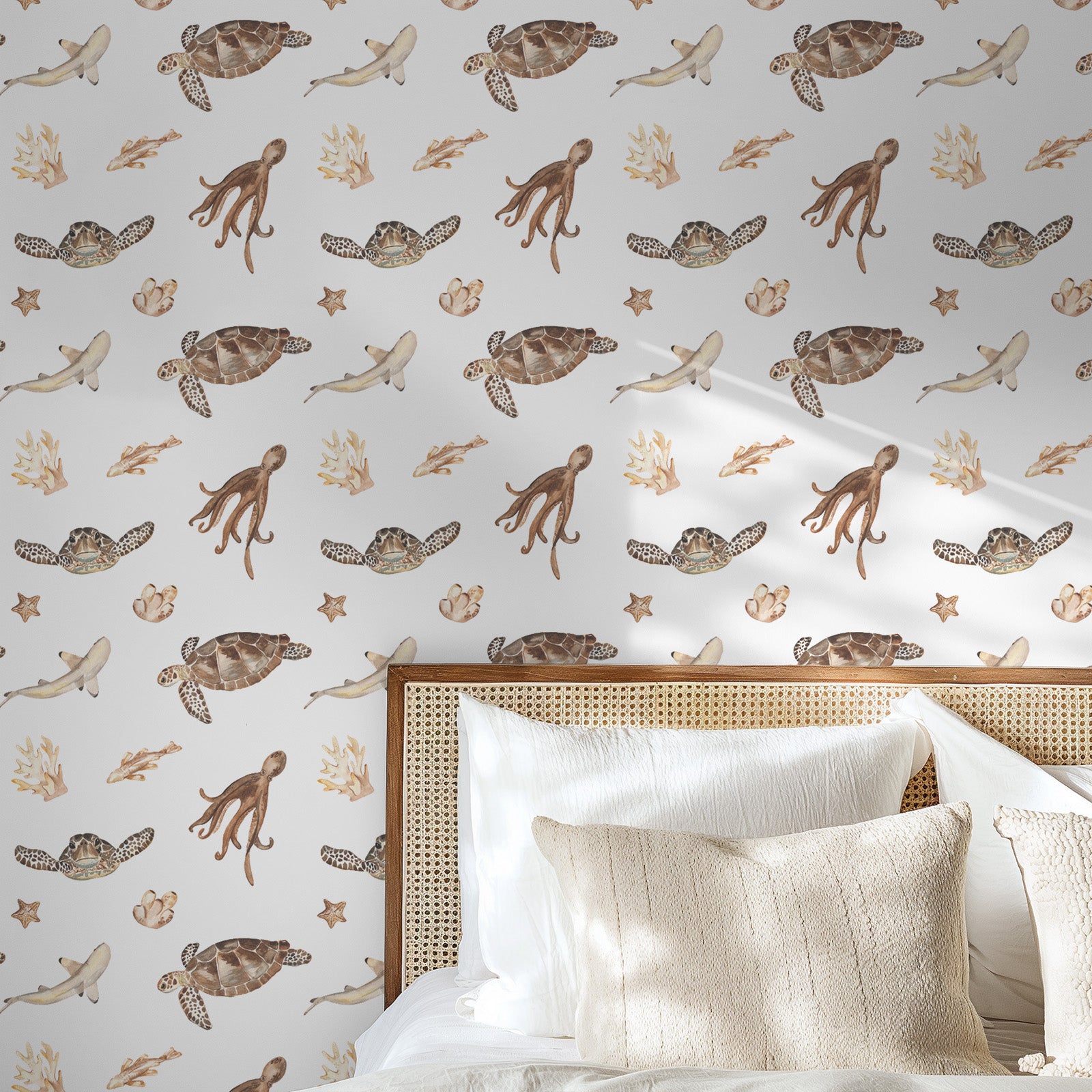 Sea Life On Sandy Beige-wallpaper-eco-friendly-easy-removal-Gioia Wall Art-5