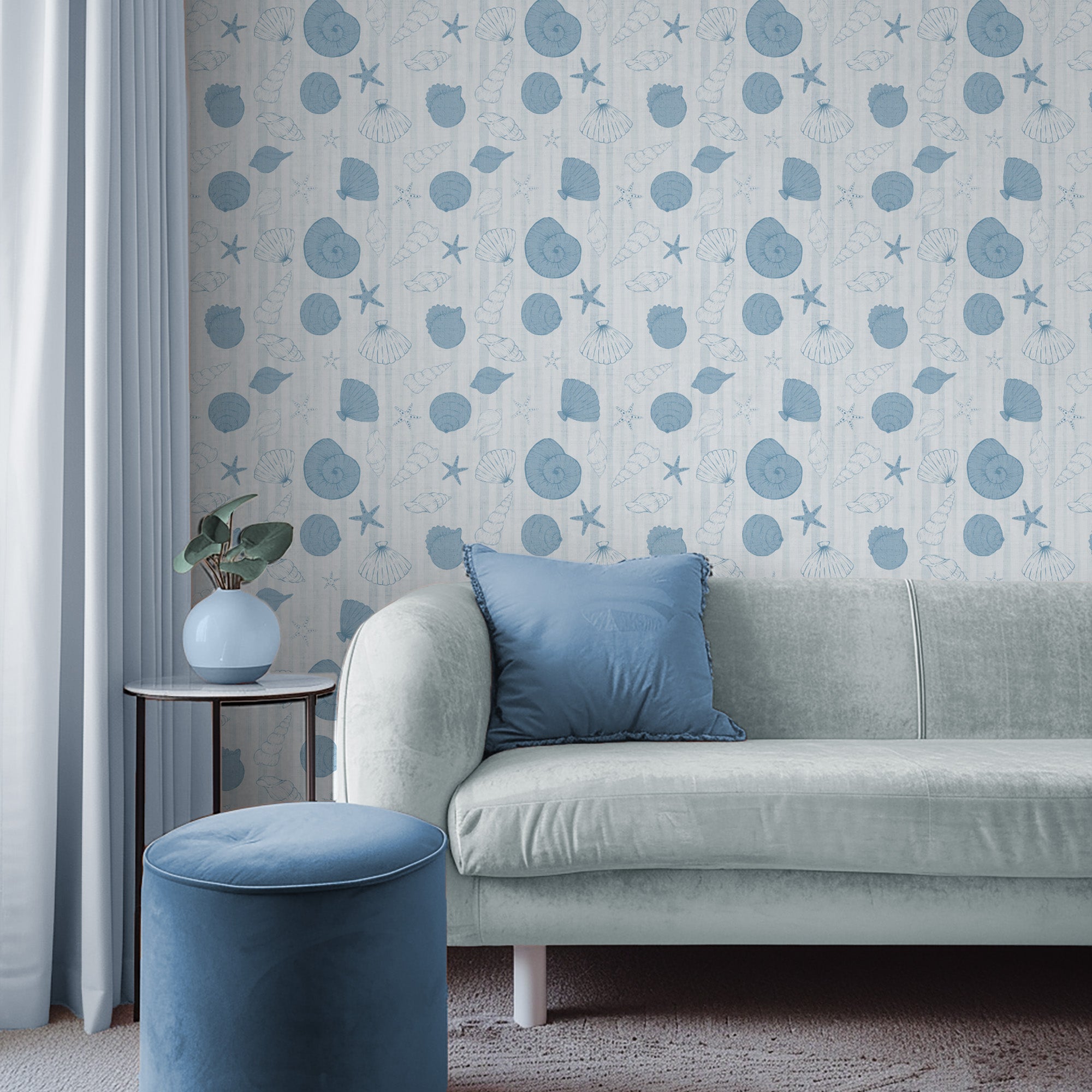 Seashells On Beach Stripes-wallpaper-eco-friendly-easy-removal-Gioia Wall Art-5
