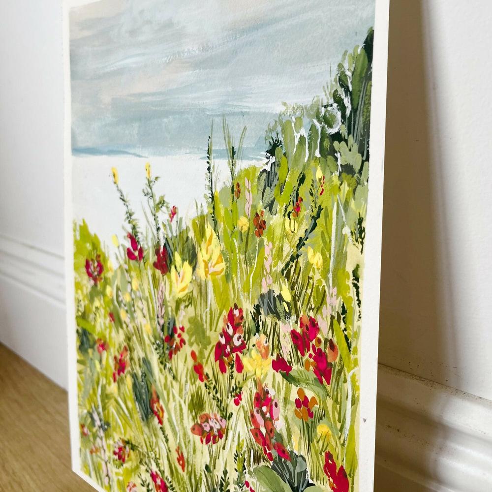 Seaside Serenity Walk, Original Hand-Painted Canvas By Lucrecia Caporale-by-Lucrecia Caporale-original art-Gioia