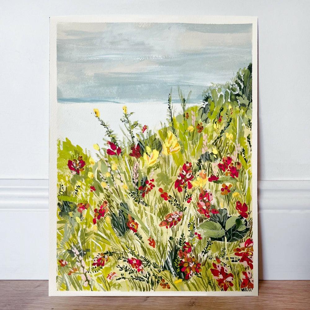Seaside Serenity Walk, Original Hand-Painted Canvas By Lucrecia Caporale-by-Lucrecia Caporale-original art-Gioia