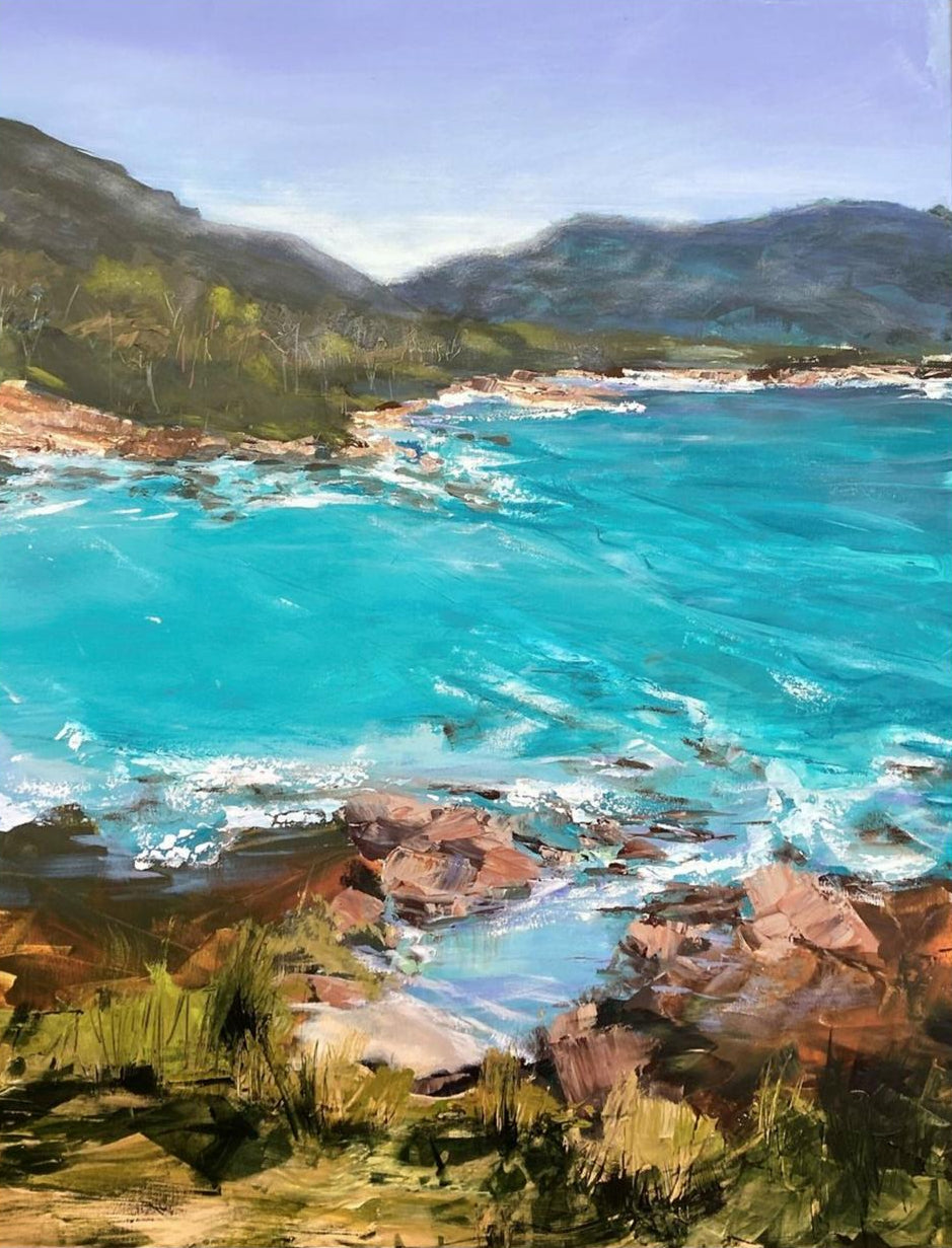 Secret Cove Beach-by-Claire Skeet-original art-Gioia