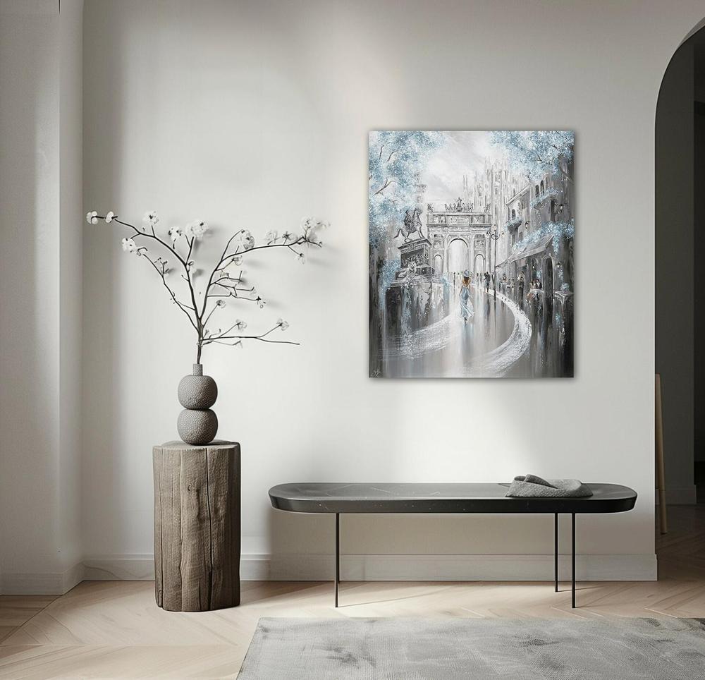 Sky Blue Milan, Original Hand-Painted Canvas By Isabella Karolewicz-by-Isabella Karolewicz-original art-Gioia