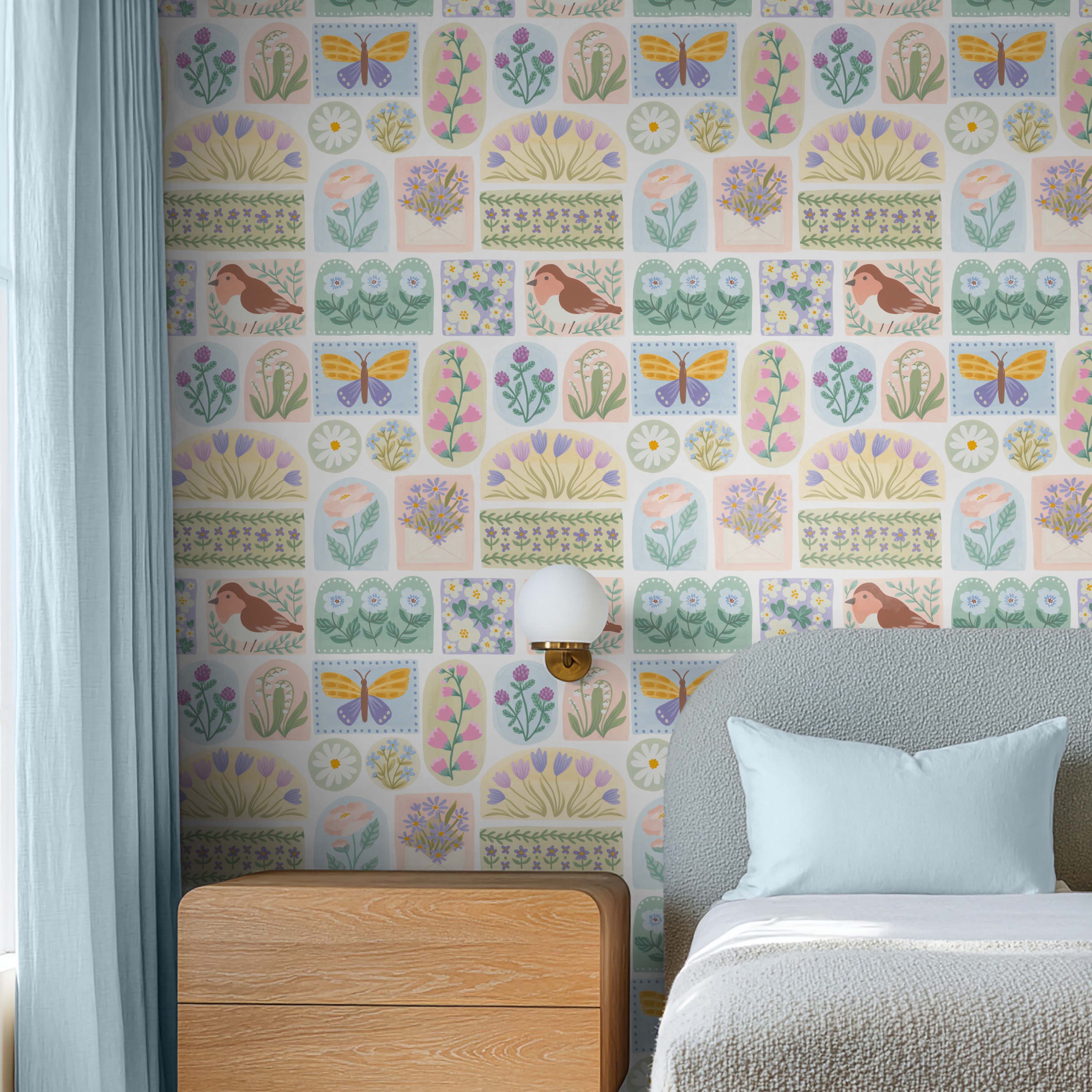 Spring Meadow Pattern I-wallpaper-eco-friendly-easy-removal-Laura Marshall-2