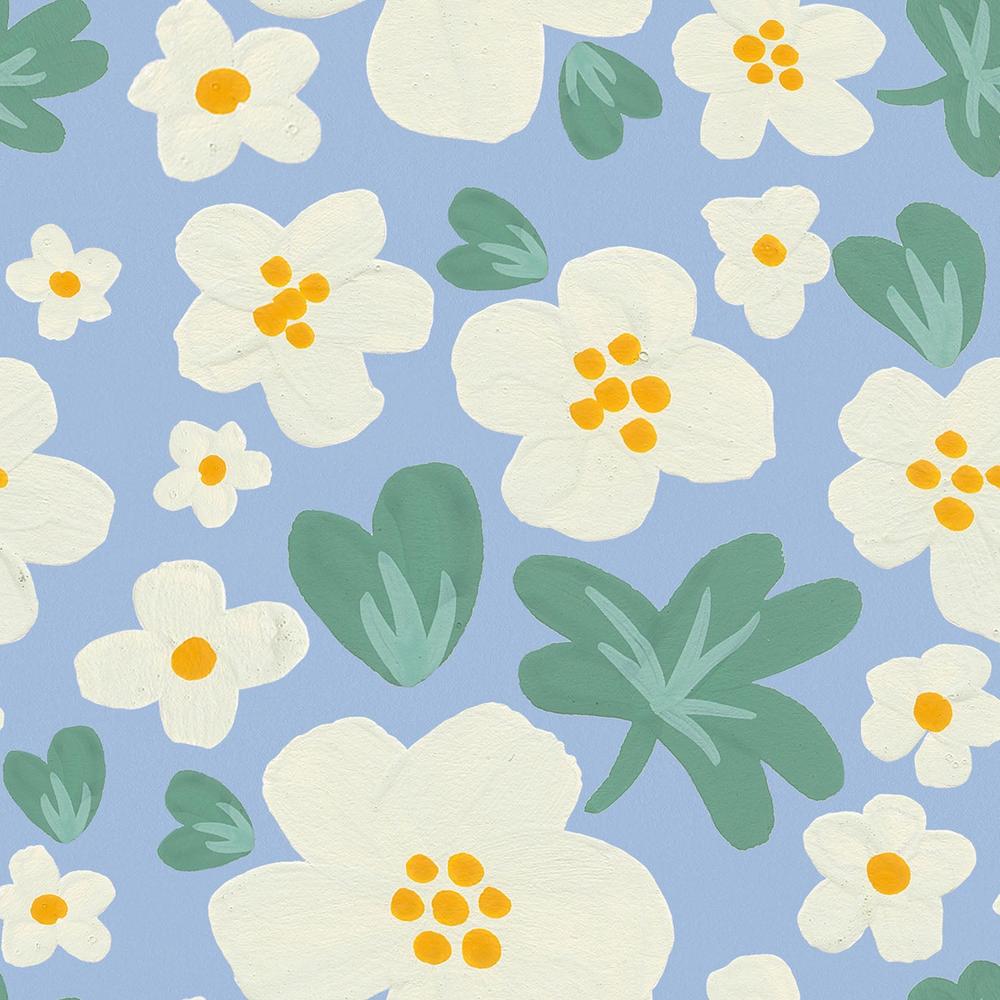 Spring Meadow Pattern XIIIA-wallpaper-eco-friendly-easy-removal-Laura Marshall-3