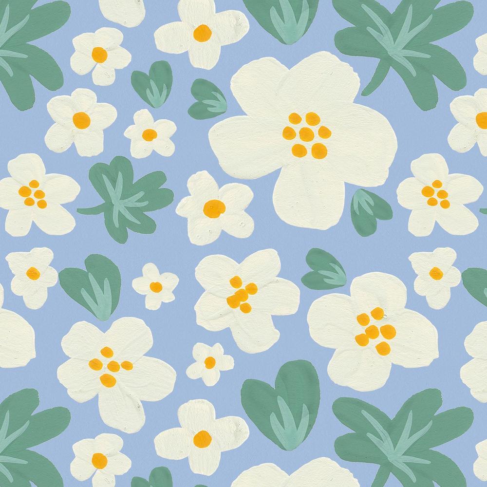 Spring Meadow Pattern XIIIA-wallpaper-eco-friendly-easy-removal-Laura Marshall-4