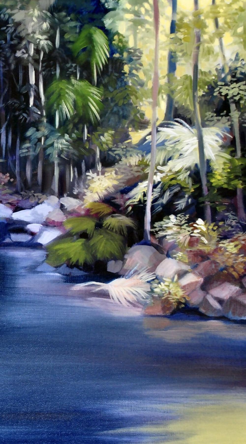 Summer Afternoon Curtis Falls-by-Carol Forbes Croad-original art-Gioia