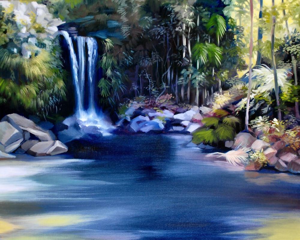 Summer Afternoon Curtis Falls-by-Carol Forbes Croad-original art-Gioia