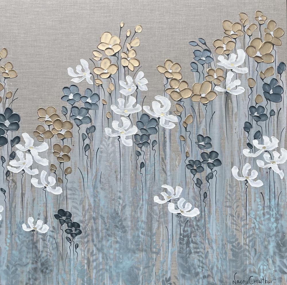 Summer Botanicals on Linen-by-Naomi Crowther Original Artwork-original art-Gioia