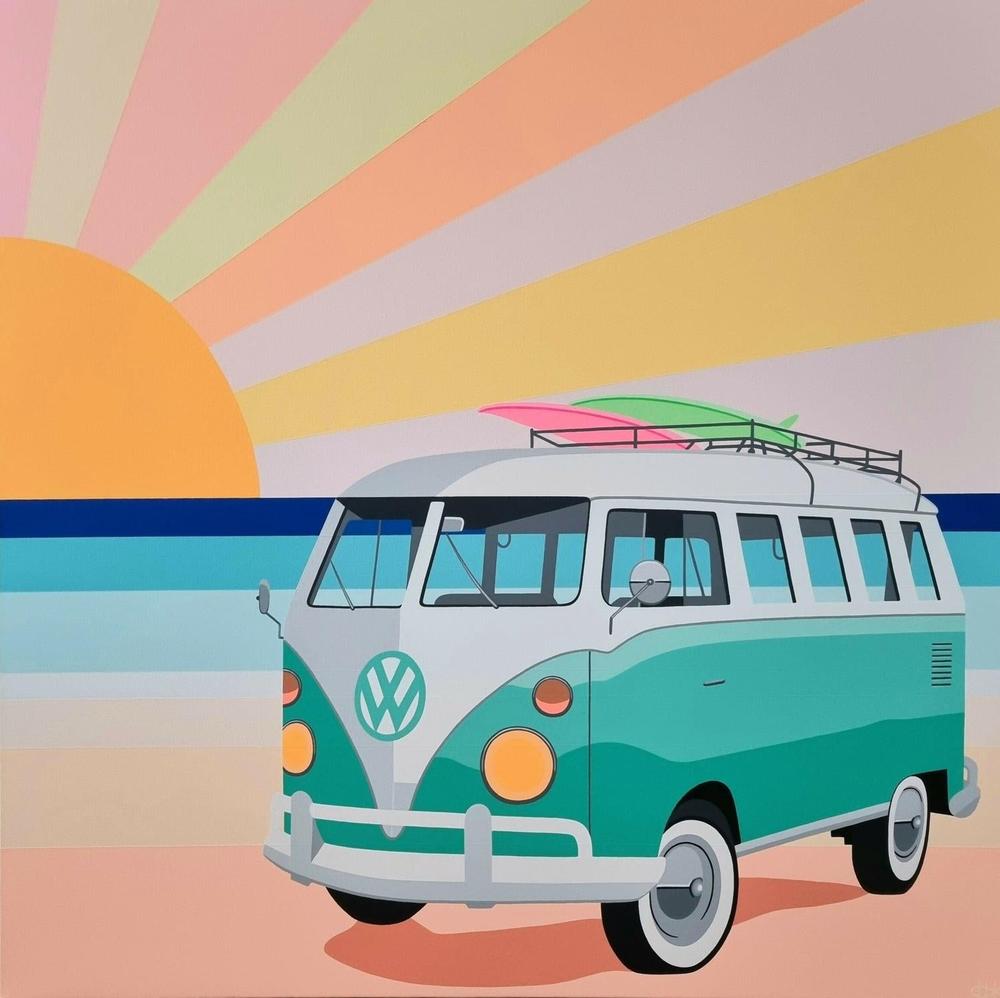Summer Cruisin' #3, Original Hand-Painted Canvas By Michelle Jirsensky-by-Michelle Jirsensky-original art-Gioia