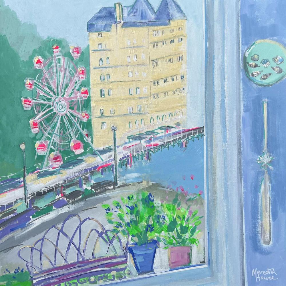 Summer on Llandudno Pier. Original hand-painted artwork by Meredith Howse.-by-Meredith Howse-original art-Gioia