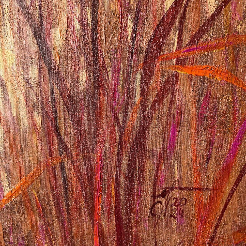 Sunset Pond With Reeds, Original Hand-painted Canvas by Ekaterina Prisich-by-Ekaterina Prisich-original art-Gioia