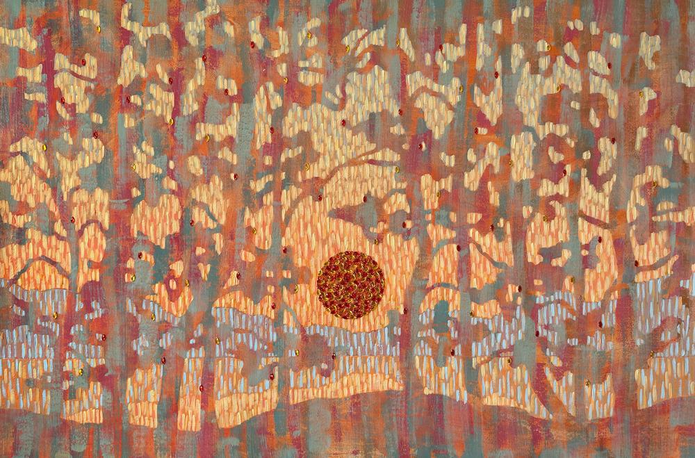 Sunset Radiance Through the Pines - Original Painting-by-Ekaterina Prisich-original art-Gioia