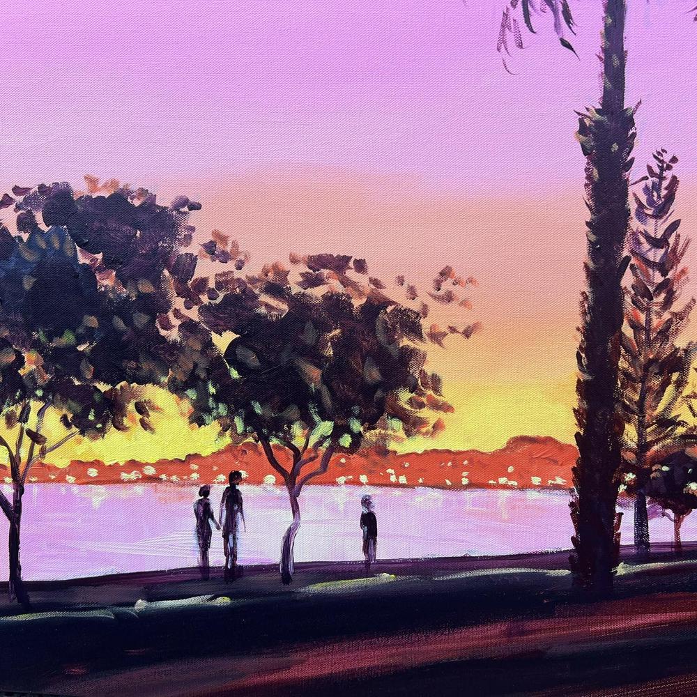 Sunset in Perth, Western Australia, Original Hand-Painted Canvas By Meredith Howse-by-Meredith Howse-original art-Gioia