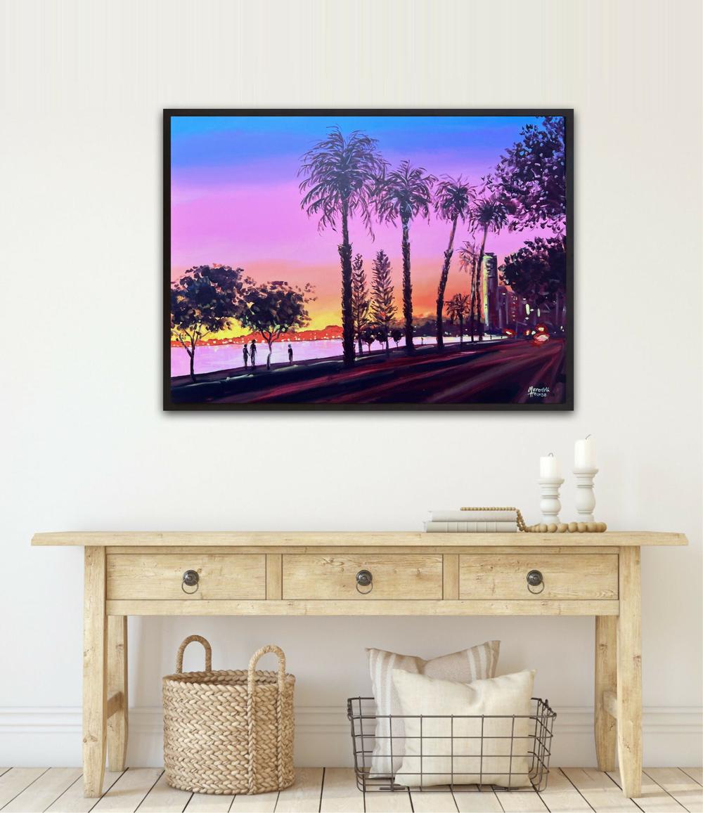 Sunset in Perth, Western Australia, Original Hand-Painted Canvas By Meredith Howse-by-Meredith Howse-original art-Gioia