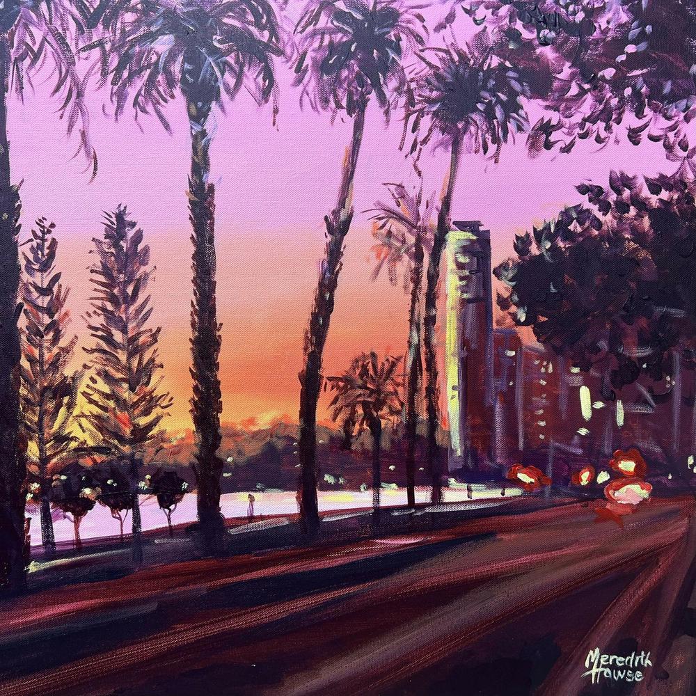 Sunset in Perth, Western Australia, Original Hand-Painted Canvas By Meredith Howse-by-Meredith Howse-original art-Gioia
