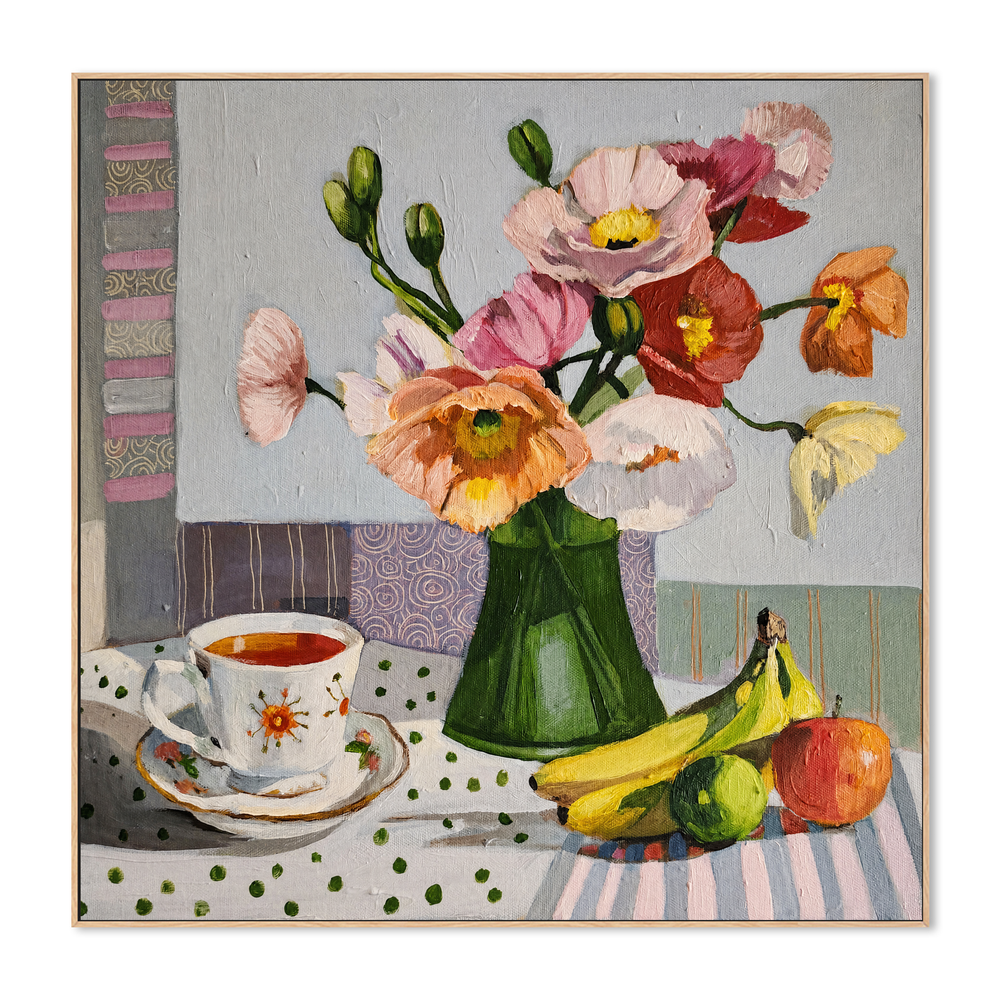 Poppies Fruit and a Cup of Tea