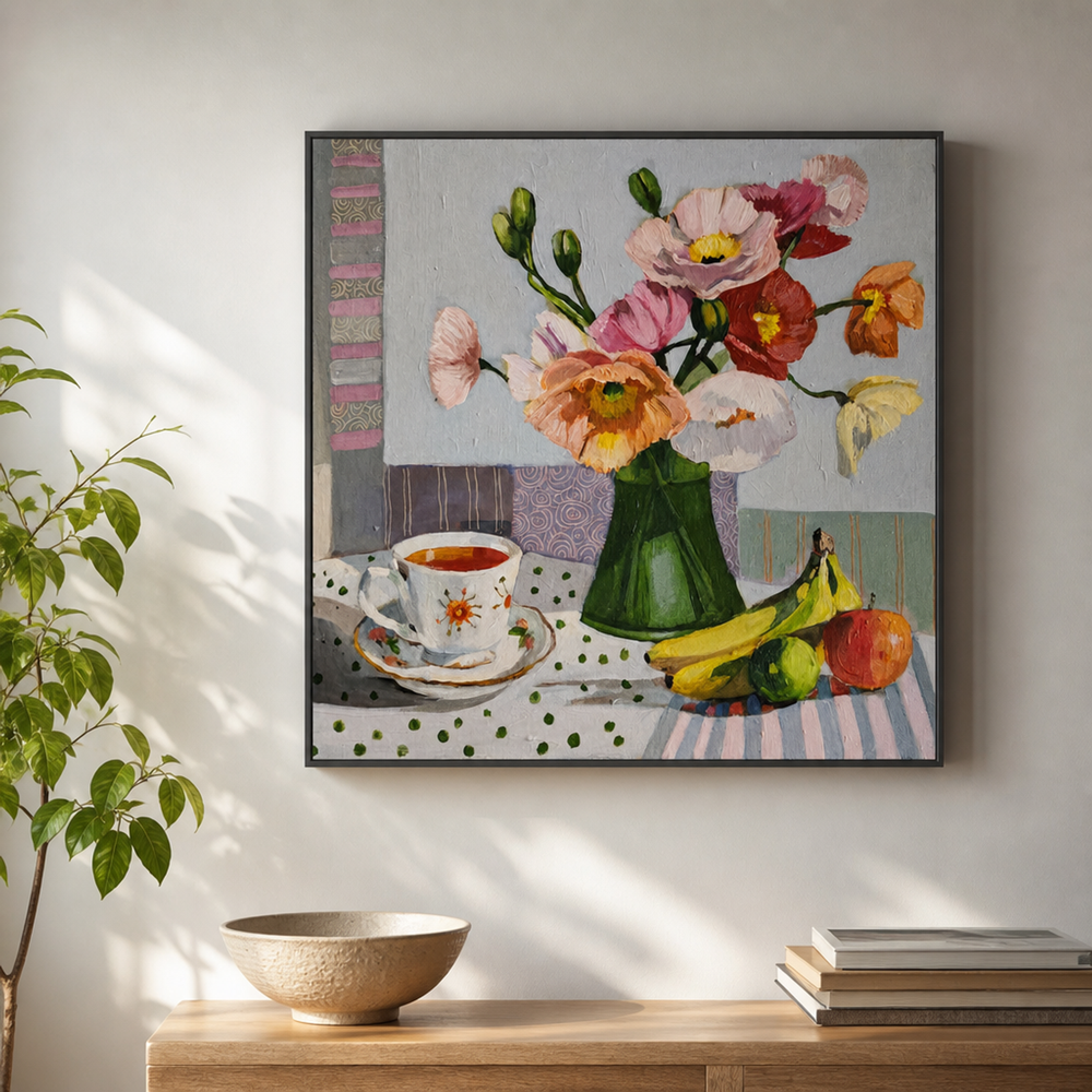 Poppies Fruit and a Cup of Tea