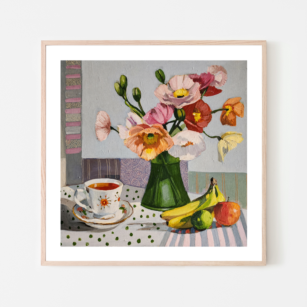 Poppies Fruit and a Cup of Tea