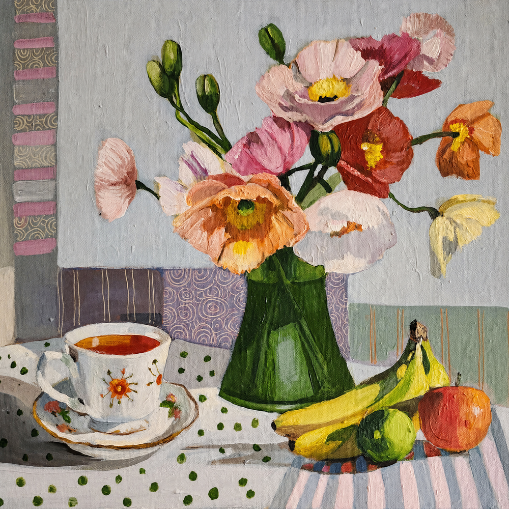 Poppies Fruit and a Cup of Tea