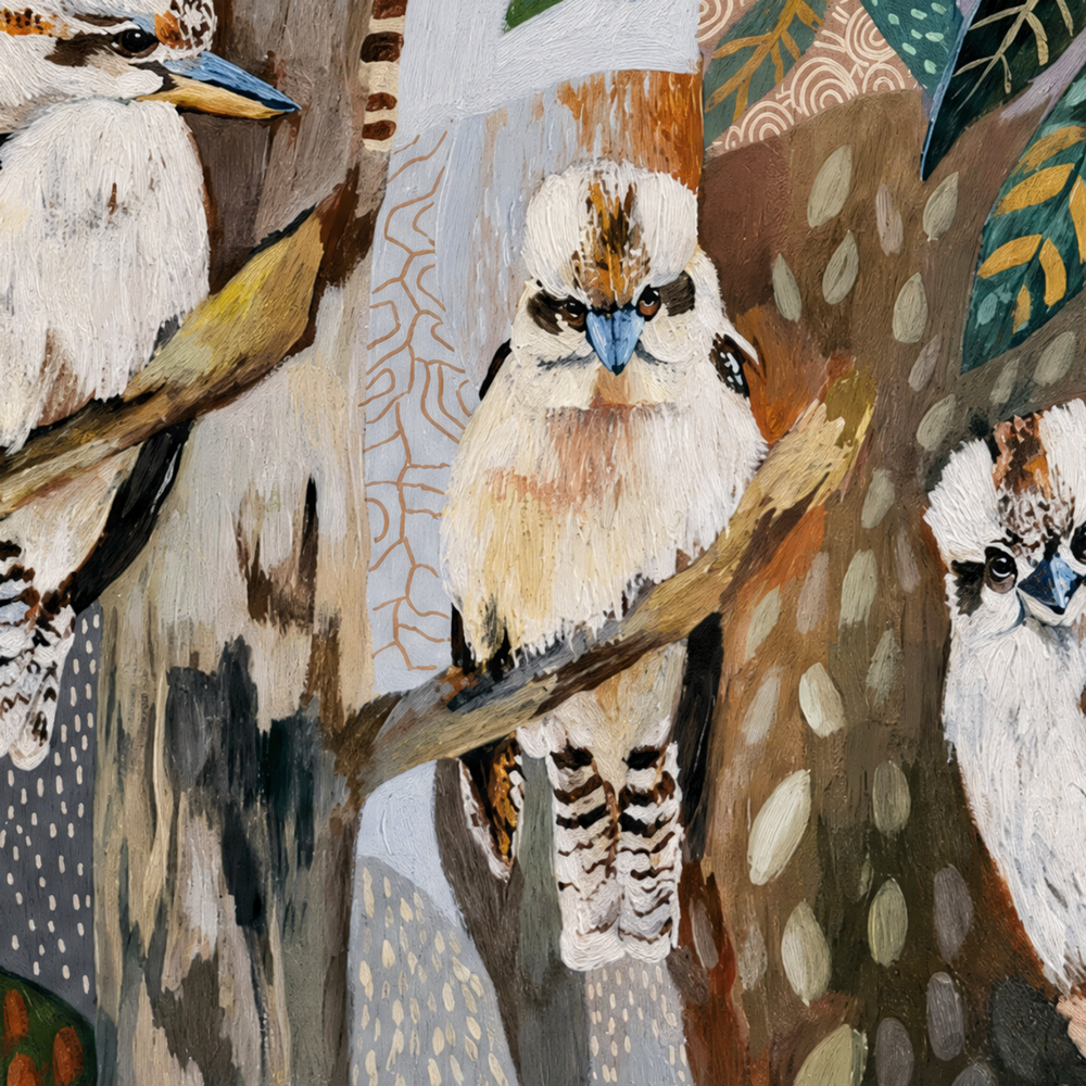 Kookaburras with White Gum Blossom