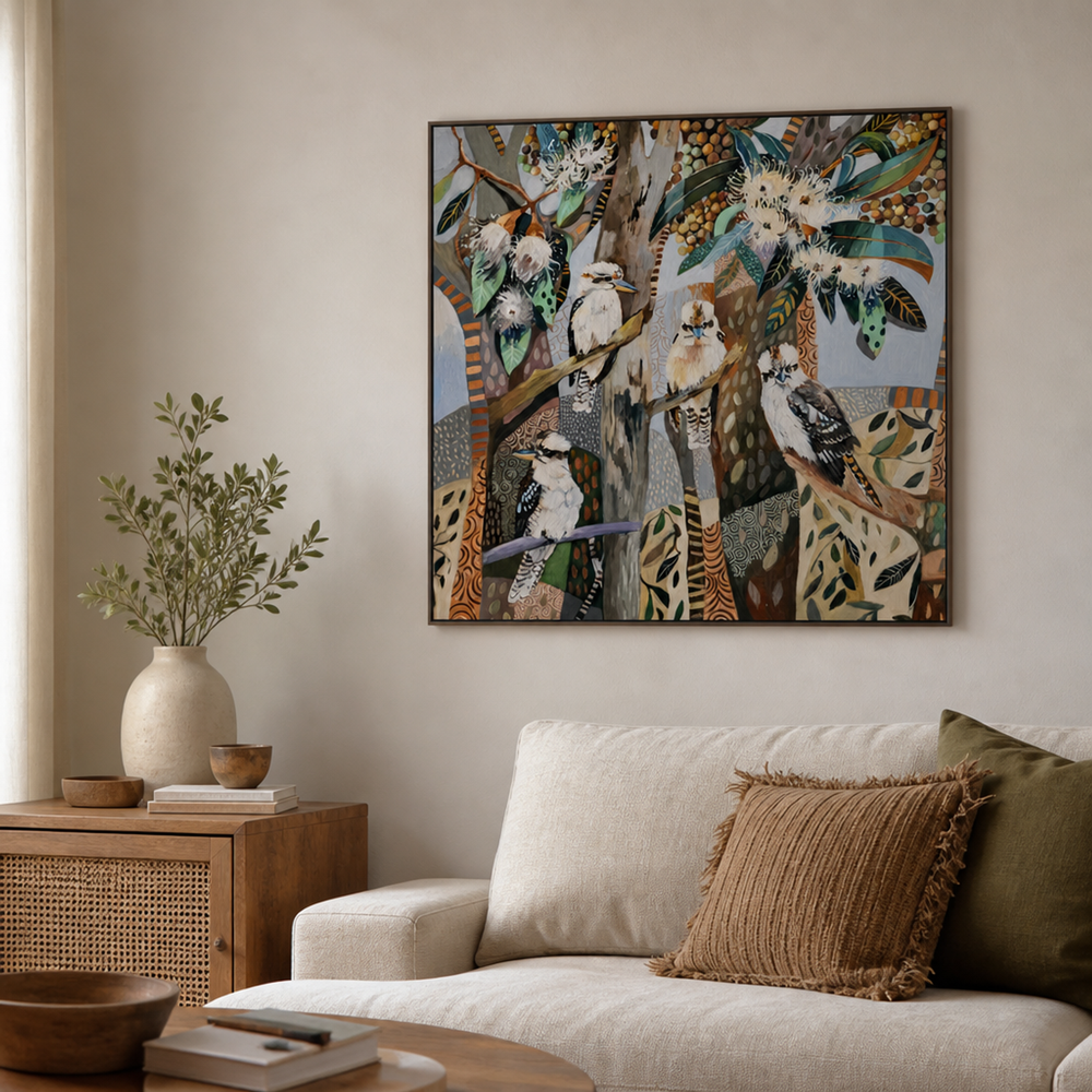 Kookaburras with White Gum Blossom