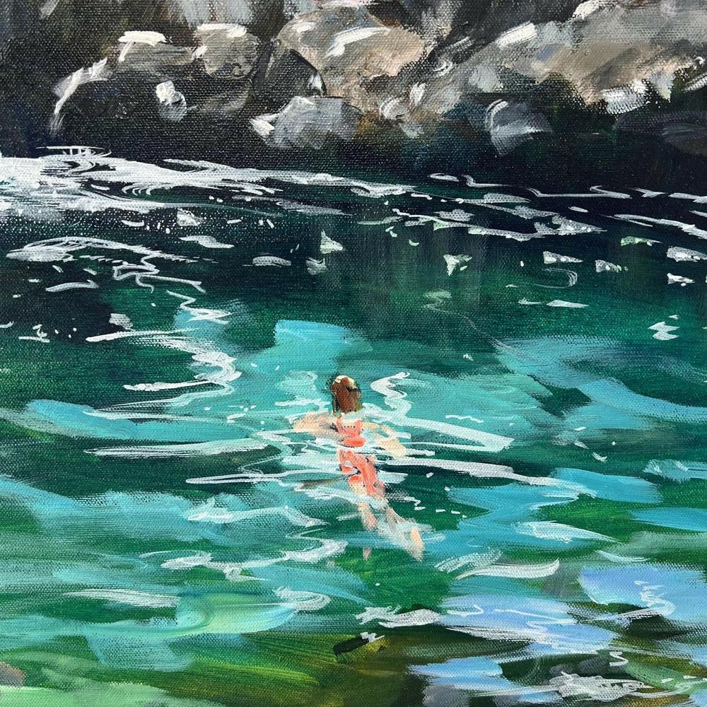 Swimming at Blue Eye. Original Hand-Painted Canvas By Meredith Howse-by-Meredith Howse-original art-Gioia
