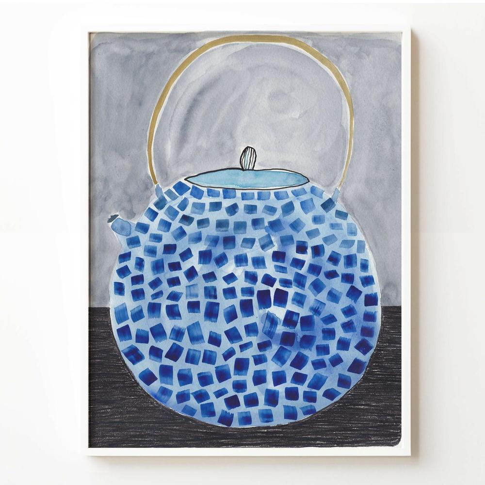 Teaware in Blue - Teapot - Original Artwork-by-Danushka Abeygoda-original art-Gioia