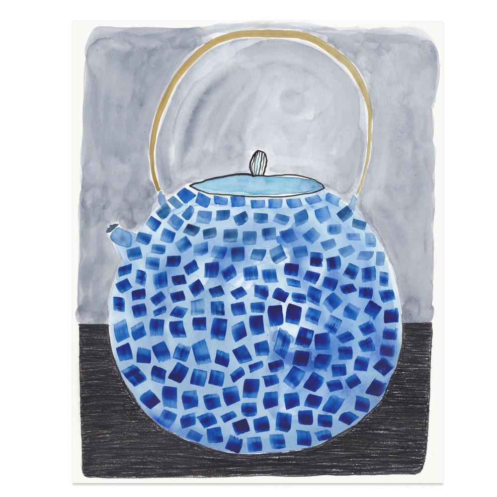 Teaware in Blue - Teapot - Original Artwork-by-Danushka Abeygoda-original art-Gioia