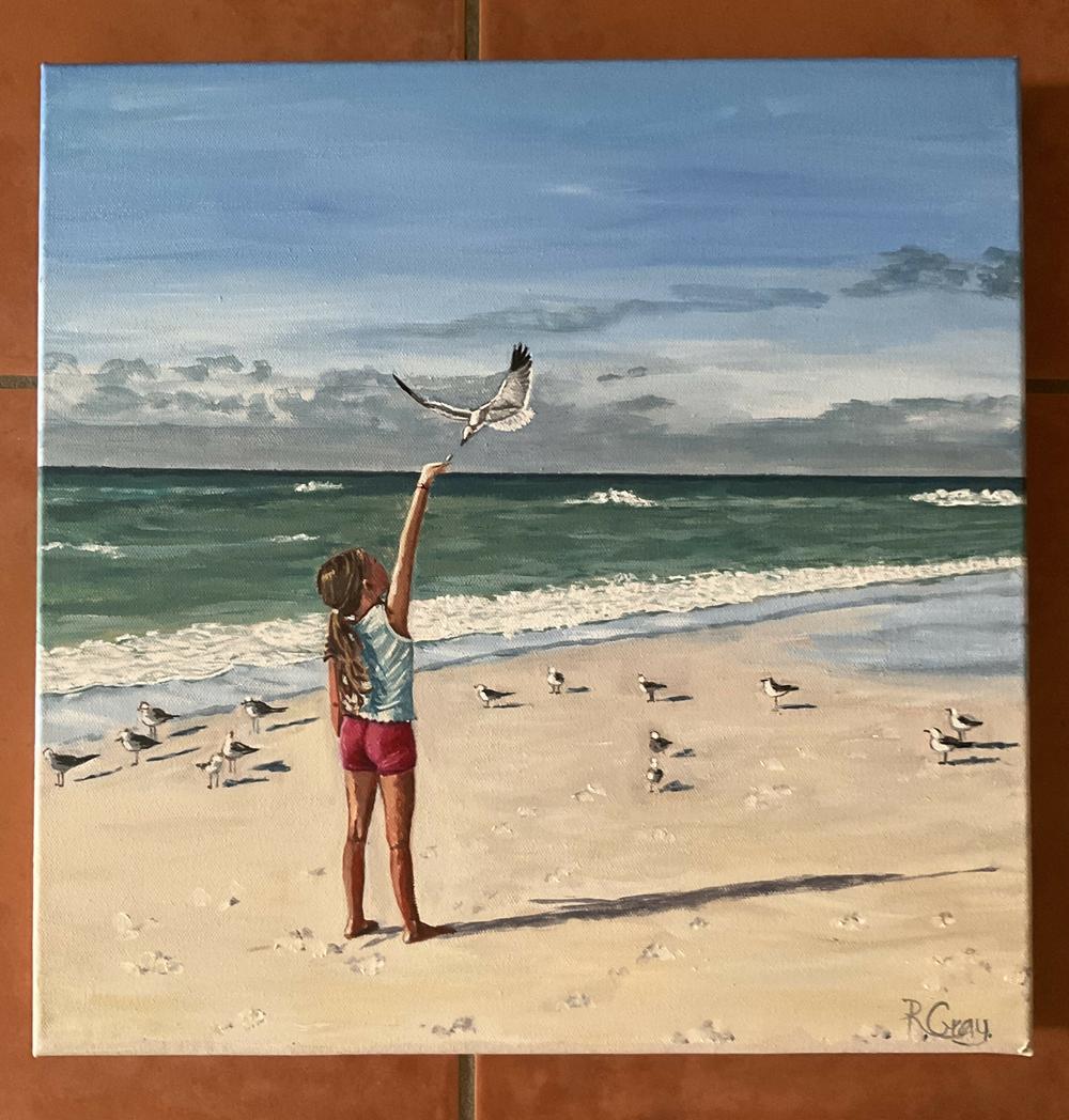 The Girl and the Gull-by-Robyn Gray-original art-Gioia