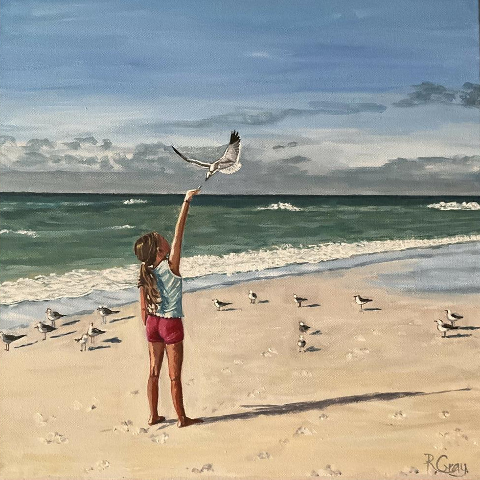 The Girl and the Gull-by-Robyn Gray-original art-Gioia