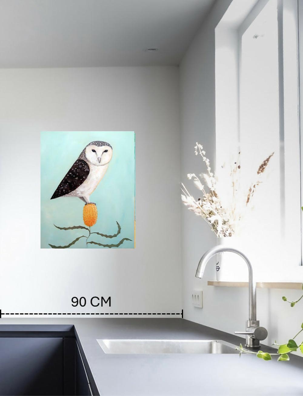 The Owl and the Banksia-by-John Graham Original Art-original art-Gioia