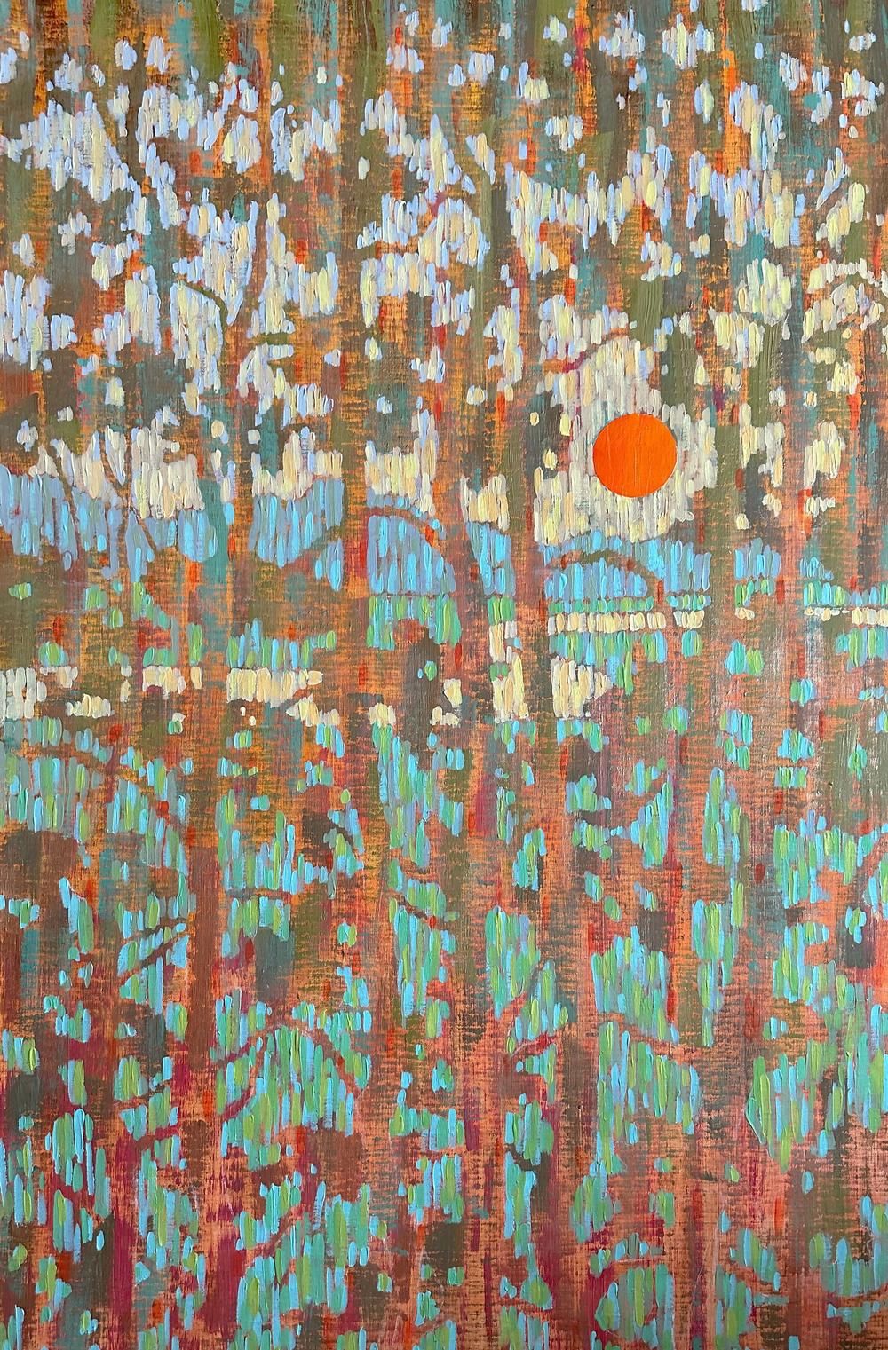 Through the Pine Branches - Original Painting by Ekaterina Prisich-by-Ekaterina Prisich-original art-Gioia
