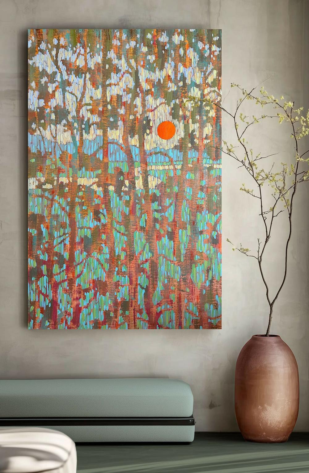 Through the Pine Branches - Original Painting by Ekaterina Prisich-by-Ekaterina Prisich-original art-Gioia