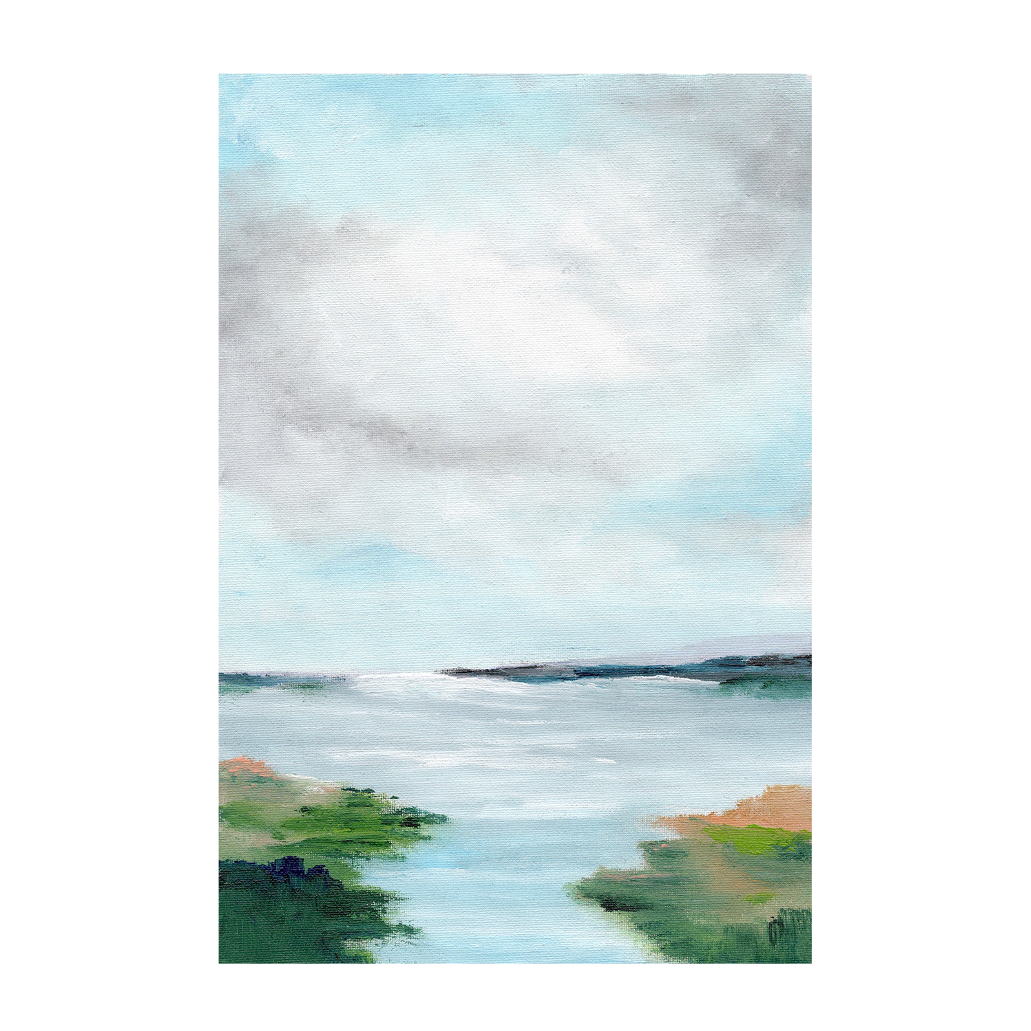 Pastel Blue Haven, Hand-Painted Canvas